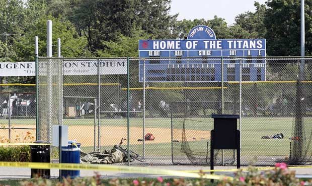 The baseball field that is the scene of a shooting in Alexandria, Va., Wednesday, June 14, 2017, wh...