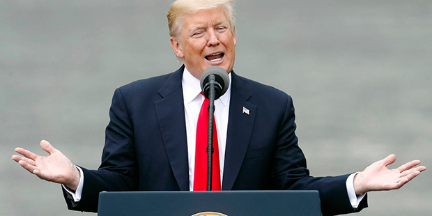 President Donald Trump speaks during a rally at the Rivertowne Marina, Wednesday, June 7, 2017, in ...