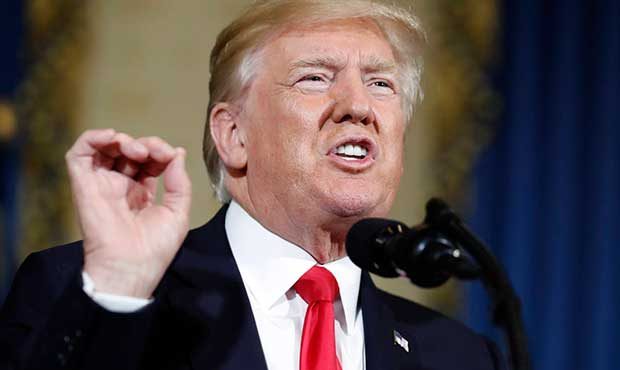 President Donald Trump speaks about healthcare,  Monday, July 24, 2017, in the Blue Room of the Whi...