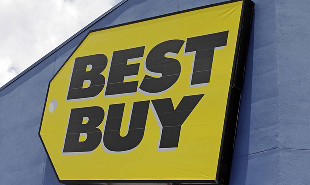 This Monday, May 22, 2017, photo shows a Best Buy sign at a store in Hialeah, Fla. Macy's and Best ...