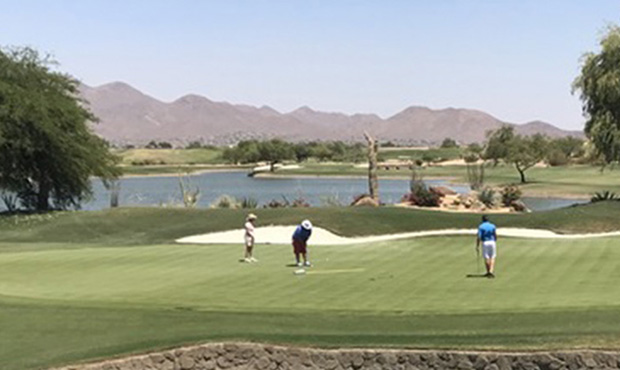 Golfers at TPC Scottsdale play recently despite temperatures hitting 118 degrees. Many brave the we...