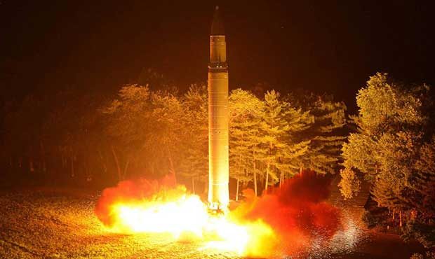 In this July 28, 2017, file photo distributed by the North Korean government, shows what was said t...