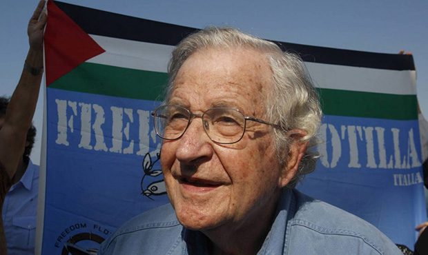 FILE - In this Oct. 20, 2012, file photo. Jewish-American scholar and activist Noam Chomsky stands ...