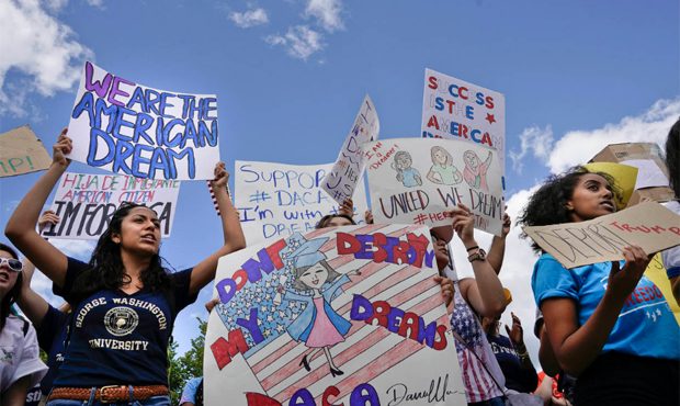 Supporters of Deferred Action for Childhood Arrival program (DACA) demonstrate on Pennsylvania Aven...