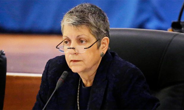FILE - In this May 18, 2017 file photo University of California President Janet Napolitano listens ...