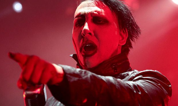 FILE - In this Aug. 2, 2015 file photo, Marilyn Manson performs in concert during the "End Times To...