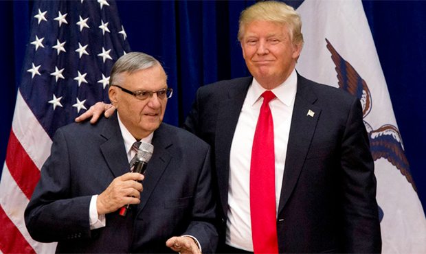 FILE - In this Jan. 26, 2016, file photo, Republican presidential candidate Donald Trump is joined ...