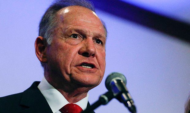 Former Alabama Chief Justice and U.S. Senate candidate Roy Moore speaks at a news conference, Thurs...