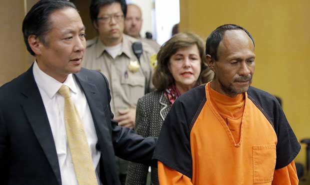 In this July 7, 2015 file photo, Jose Ines Garcia Zarate, right, is led into the courtroom by San F...