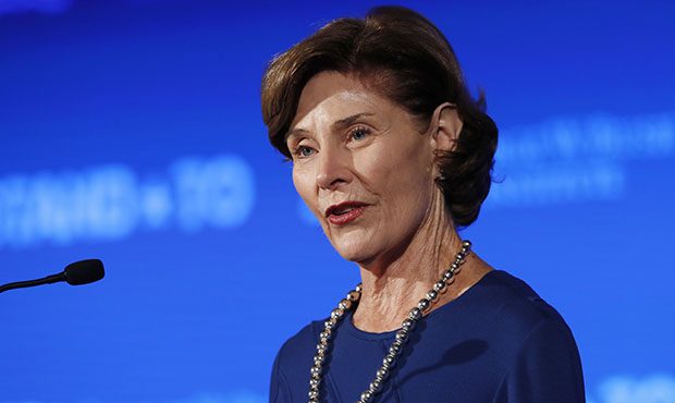 Former first lady Laura Bush speaks Friday, June 23, 2017, during "Stand-To," a summit held by the ...