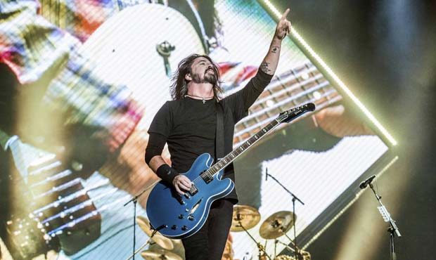 In this Oct. 28, 2017 file photo, Dave Grohl of the Foo Fighters performs at the Voodoo Music Exper...