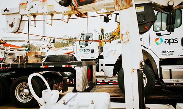 APS trucks are shown on their way to Puerto Rico. (APS Photo)...