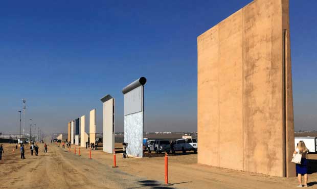 Border wall prototypes are on display in San Diego in October 2017. (AP File Photo)...