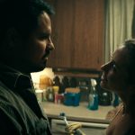 Michael Pena as Sam Diller and Lauren Myers as Lisa Diller in "12 Strong."