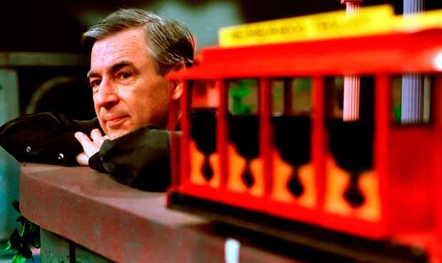 In this photo from May 27,1993, Fred Rogers pauses during a taping of his show "Mister Rogers' Neig...