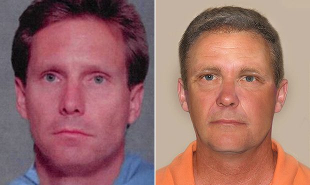 A photo of Daniel George Brewster from the 1990s is shown on the left. On the right is an age-progr...