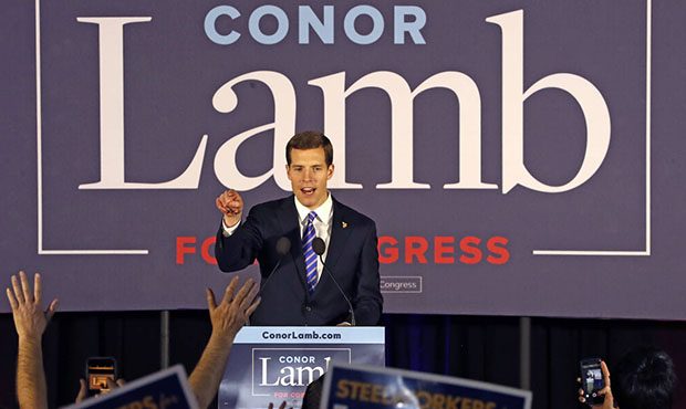 FILE - In this early Wednesday, March 14, 2018 file photo, Conor Lamb, the Democratic candidate for...