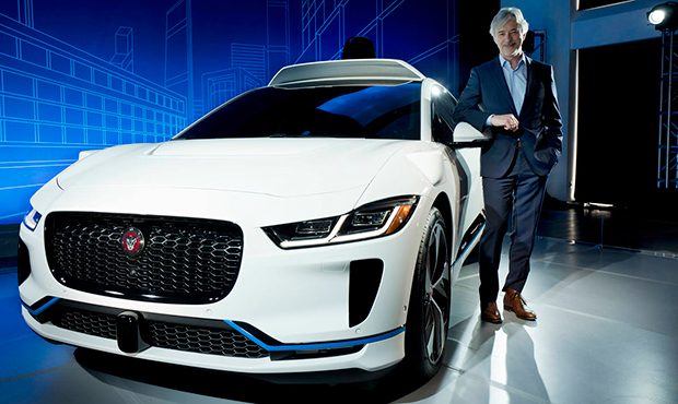 John Krafcik, the CEO of Waymo, stands with the Jaguar I-Pace vehicle, Tuesday, March 27, 2018, in ...