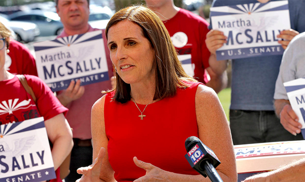 U.S. Rep. Martha McSally, R-Ariz., speaks after delivering her signatures to the Arizona Secretary ...