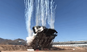 Explosives take down control tower as part of ISM Raceway renovation