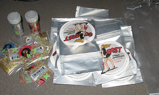 Some of the bath salts and spice products seized from Greenlight Distribution during DEA’s Operat...