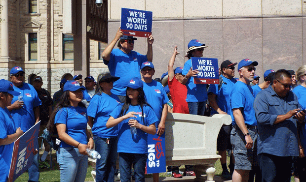 Navajo Generating Station supporters rallied at the Arizona Capitol on Wednesday, June 6, 2018. (Ka...