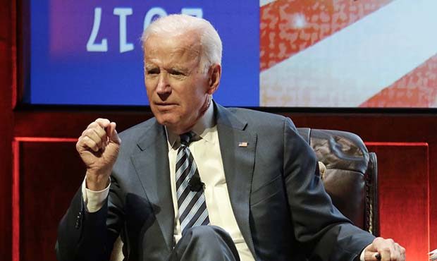 In this April 10, 2018, file photo, former Vice President Joe Biden takes part in a question and an...