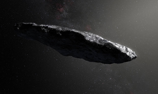 Artist’s concept of the interstellar object Oumuamu. (NASA/European Southern Observatory Photo/M....