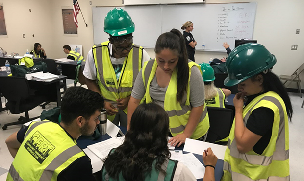 Students participating in the Public Safety Summer Academies prepare for an emergency scenario. (KT...