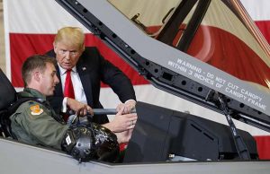 President Donald Trump visits Luke Air Force Base prior to Mesa rally