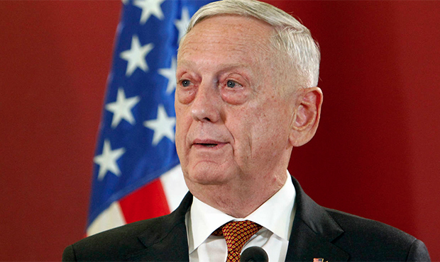 U.S. Defense Secretary James Mattis talks to the media in presence of Macedonian Prime Minister Zor...