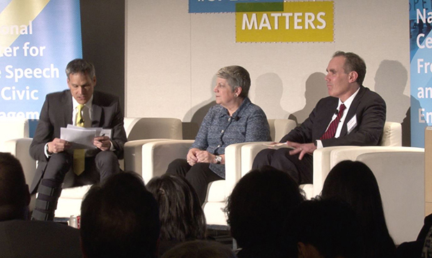 University of California System Preisdent Janet Napolitano, the former governor of Arizona, at a fo...