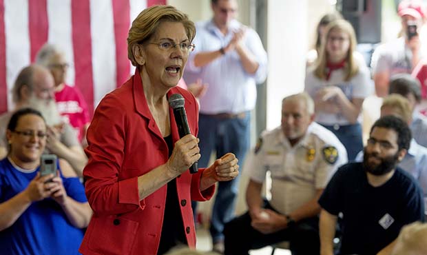 2020 Democratic presidential candidate Sen. Elizabeth Warren, D-Mass., speaks during a "community c...