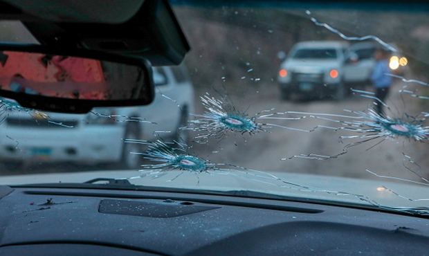 This photo shows a view of the car where part of the nine murdered members of the LeBaron family we...