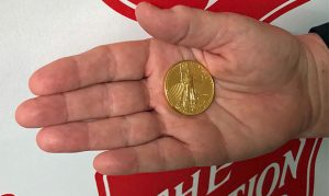 Gold coins dropped in 3 Salvation Army red kettles across the Valley
