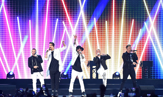 LAS VEGAS, NEVADA - SEPTEMBER 20:  (L-R) Singers Howie Dorough, Kevin Richardson, AJ McLean, Brian ...