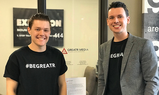 GCU students Andrew Flowers (left) and Connor Keene (right) launched a digital marketing company ca...