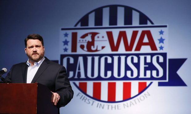 Iowa Democratic Party chairman Troy Price speaks about the delay in Iowa caucus results Tuesday, Fe...