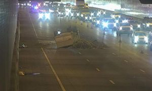 Rollover slows traffic on Interstate 10 in Phoenix near downtown