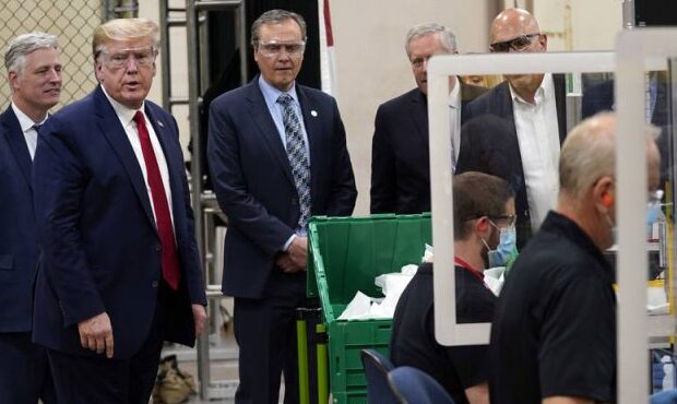 President Donald Trump participates in a tour of a Honeywell International plant that manufactures ...