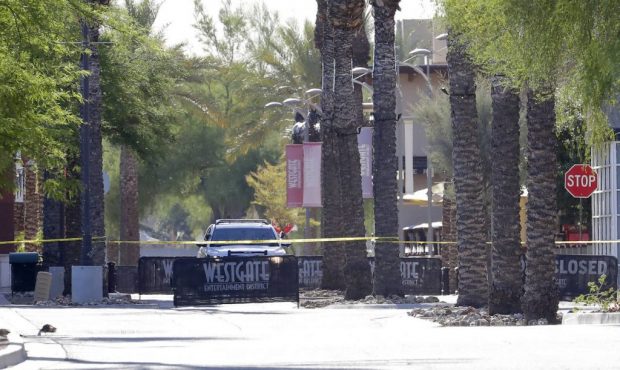The Westgate retail district was closed off Thursday, May 21, 2020, in Glendale, Ariz. Police said ...
