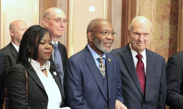 SALT LAKE CITY, UT - MAY 17: (L-R) Reverend Theresa A. Dear, Henry B. Eyring Second Counselor in th...