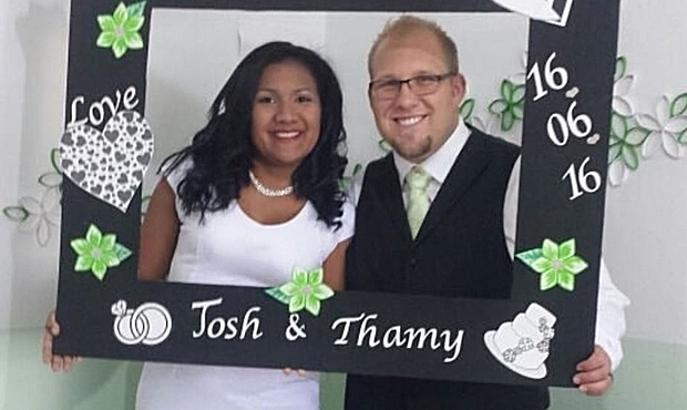 This photo of Josh and Thamy Holt, taken two weeks before their arrest, marks their wedding day on ...