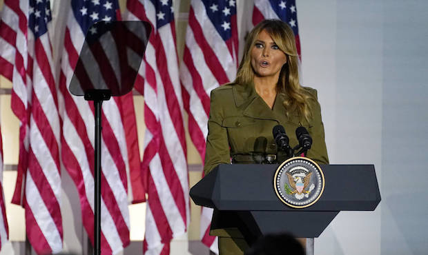 First lady Melania Trump speaks on the second night of the Republican National Convention from the ...