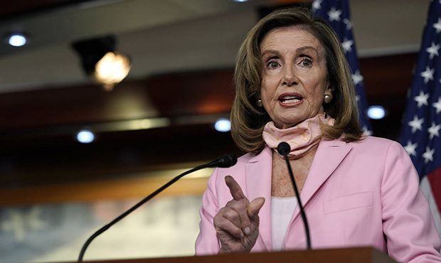 House Speaker Nancy Pelosi of Calif., speaks during a news conference on Capitol Hill in Washington...