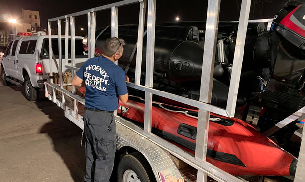 Arizona Task Force 1 prepares Aug. 26, 2020, for deployment to Louisiana to help in the area impact...