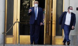 President Donald Trump leaves military hospital Monday