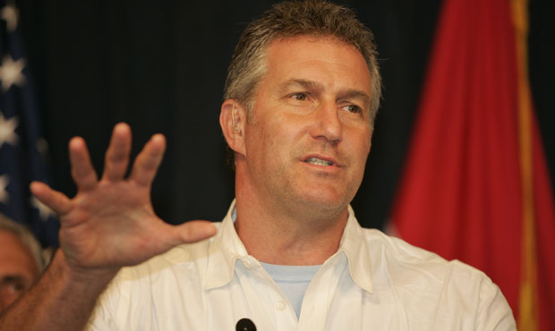 Then-U.S. Rep. Rick Renzi of Arizona speaks during a press conference in the fortified Green Zone A...