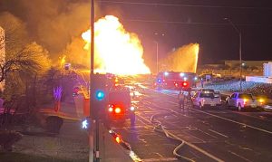 Firefighters battle large blaze after gas line breaks in Phoenix