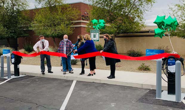 A ribbon cutting for four electric vehicle charging stations in El Mirage took place on Tuesday as ...